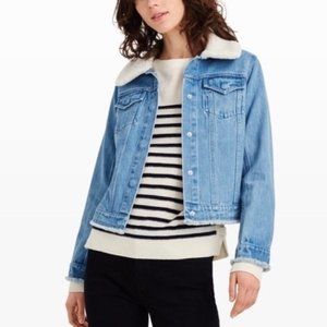 Club Monaco Sherpa Frayed Denim Jacket - Size S